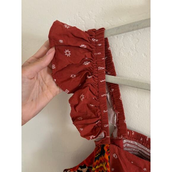 Torrid Top Women's 4X Challis Smocked Ruffles Trim Crop Bohemian Square Neck - Picture 7 of 10